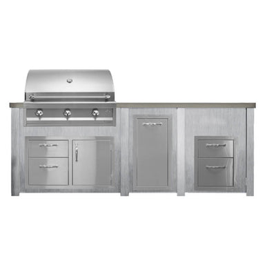 Haven 8 Ft. Outdoor Kitchen Island | American Eagle Grill, Combo, Trash Drawer, Double Drawer