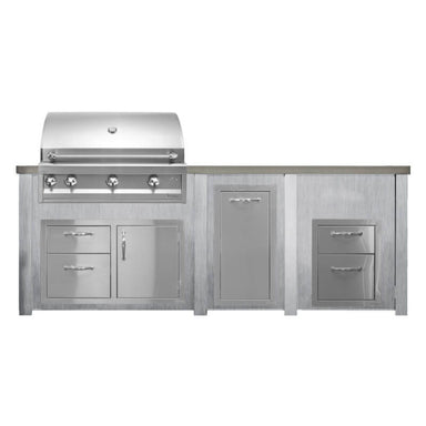 Haven 8 Ft. Outdoor Kitchen Island | Professional Grill, Combo, Trash Drawer, Double Drawer