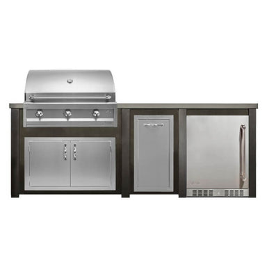 Haven 8 Ft. Outdoor Kitchen Island | Artisan American Eagle Grill & Double Door & Left Side Fridge