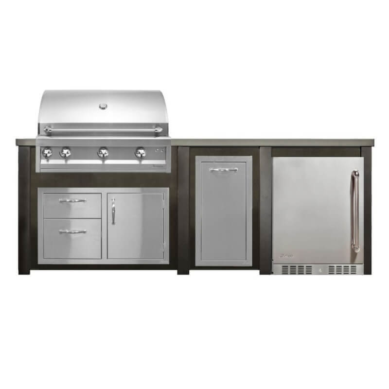 Haven 8 Ft. Outdoor Kitchen Island | Artisan Professional Grill & Combo & Left Side Fridge
