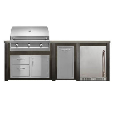 Haven 8 Ft. Outdoor Kitchen Island | Artisan American Eagle Grill & Combo & Left Side Fridge