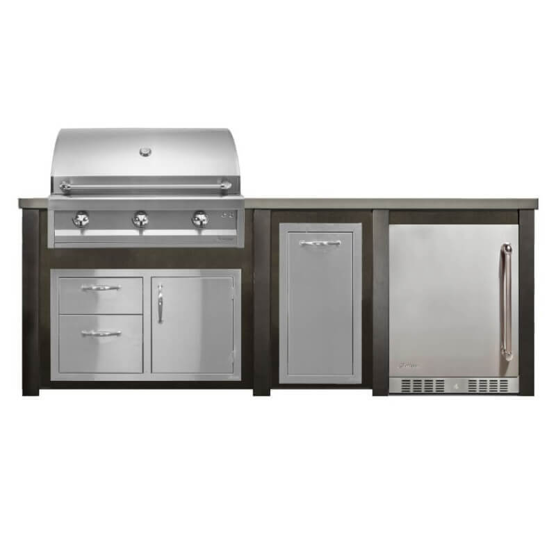 Haven 8 Ft. Outdoor Kitchen Island | Artisan American Eagle Grill & Combo & Left Side Fridge