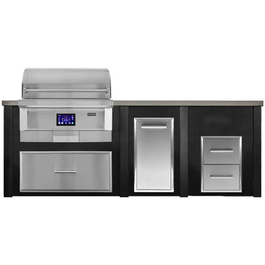 Haven 8 Ft. Outdoor Kitchen Island | Coyote Pellet Grill, Storage Drawer, Trash Drawer, & Double Drawer