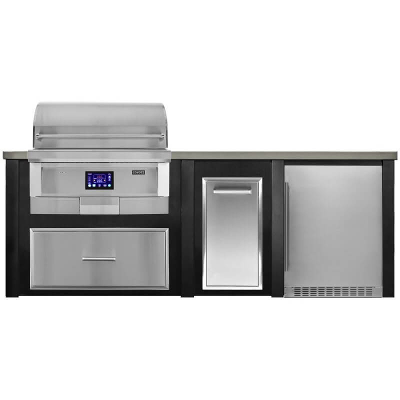 Haven 8 Ft. Outdoor Kitchen Island | Pellet Grill, Storage Drawer, Trash Drawer, & Azure Fridge