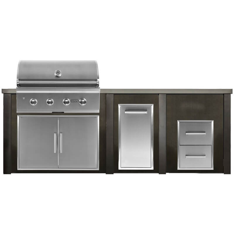 Haven 8 Ft. Outdoor Kitchen Island | C-Series, Double Door, Trash Drawer, Double Drawer