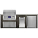 Haven 8 Ft. Outdoor Kitchen Island | Coyote Pellet Grill, Storage Drawer, Trash Drawer, Azure Reversible Fridge