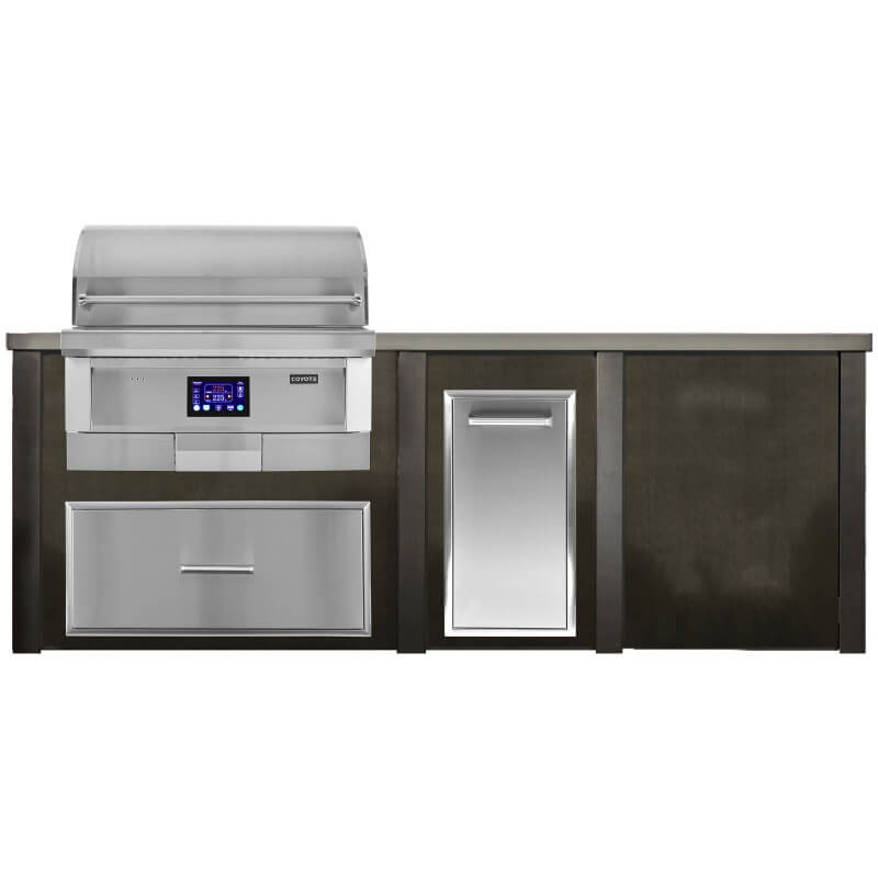 Haven Outdoor 8 Ft Grill Island | Coyote Grill Island, Storage Drawer, & Trash Drawer