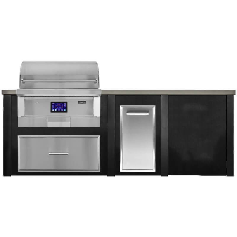 Haven Outdoor 8 Ft Grill Island | Coyote Grill Island, Storage Drawer, & Trash Drawer