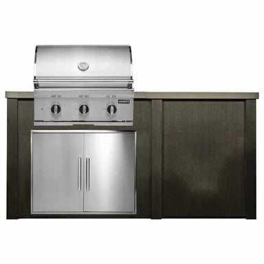 Haven 6 Ft. Outdoor Kitchen Island w/ Coyote 30-Inch Gas Grill & 31-Inch Double Door - Antique Bronze