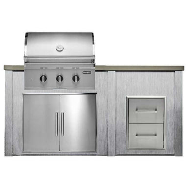 Haven 6 Ft. Outdoor Kitchen Island w/ Coyote SL-Series 30-Inch Grill, Double Access Door & 2 Drawer Cabinet - Harbor Gray