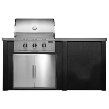 Haven 6 Ft. Outdoor Kitchen Island w/ Coyote SL-Series 30-Inch Grill & Double Access Door - Brushed Black