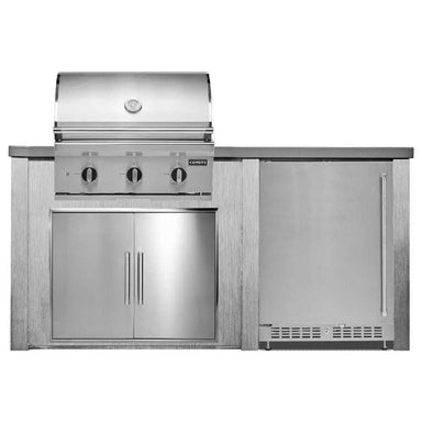 Haven 6 Ft. Outdoor Kitchen Island w/ Coyote C-Series 30-Inch Grill, Double Access Door & 24" Refrigerator - Harbor Gray