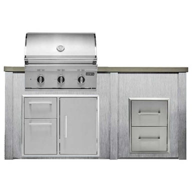 Haven 6 Ft. Outdoor Kitchen Island w/ Coyote SL-Series 30-Inch Grill, 31" Dry Pantry & 2 Drawer Cabinet - Harbor Gray