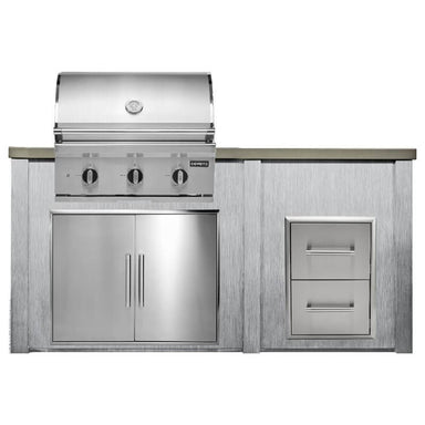 Haven 6 Ft. Outdoor Kitchen Island w/ Coyote 30-Inch Gas Grill, 31-Inch Double Door, & Double Drawer - Harbor Gray