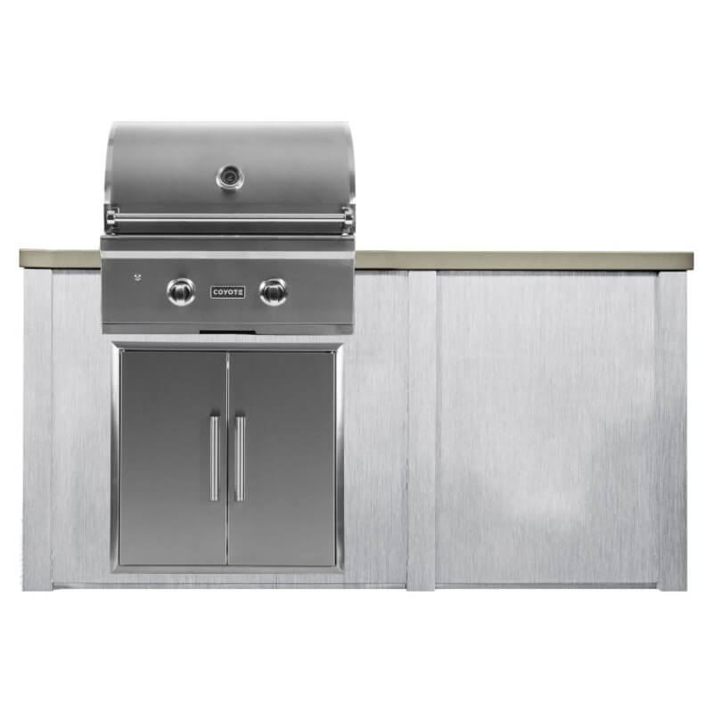 Haven 5.5 Ft. Outdoor Kitchen Island w/ Coyote C-Series 28-Inch Grill, Double Access Door - Harbor Gray
