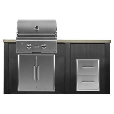 Haven 5.5 Ft. Outdoor Kitchen Island w/ Coyote C-Series 28-Inch Grill, Double Access Door & 2 Drawer Cabinet - Brushed Black