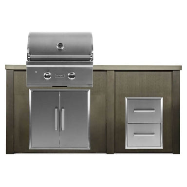 Haven 5.5 Ft. Outdoor Kitchen Island w/ Coyote C-Series 28-Inch Grill, Double Access Door & 2 Drawer Cabinet - Antique Bronze