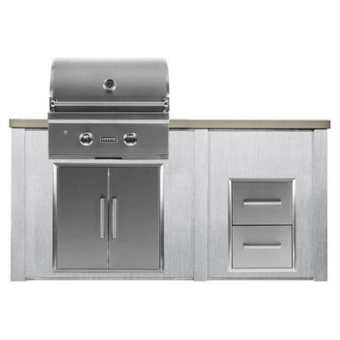 Haven 5.5 Ft. Outdoor Kitchen Island w/ Coyote C-Series 28-Inch Grill, Double Access Door & 2 Drawer Cabinet - Harbor Gray