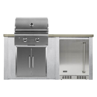 Haven 5.5 Ft. Outdoor Kitchen Island w/ Coyote C-Series 28-Inch Grill, Double Access Door & 24-Inch Refrigerator - Harbor Gray | Left Hinge