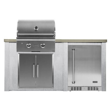 Haven 5.5 Ft. Outdoor Kitchen Island w/ Coyote C-Series 28-Inch Grill, Double Access Door & 24-Inch Refrigerator - Harbor Gray | Right Hinge