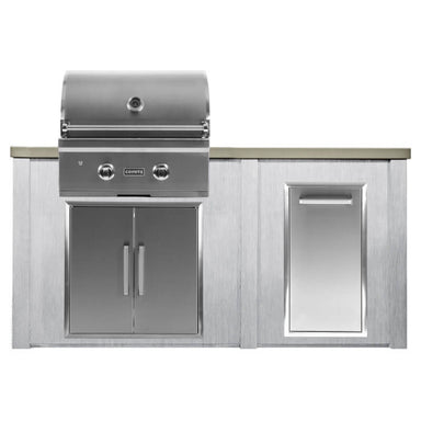 Haven 5.5 Ft. Outdoor Kitchen Island w/ Coyote C-Series 28-Inch Grill, Double Access Door & Trash Center - Harbor Gray