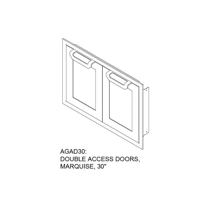 Hestan 30-Inch Double Doors | Line Drawing