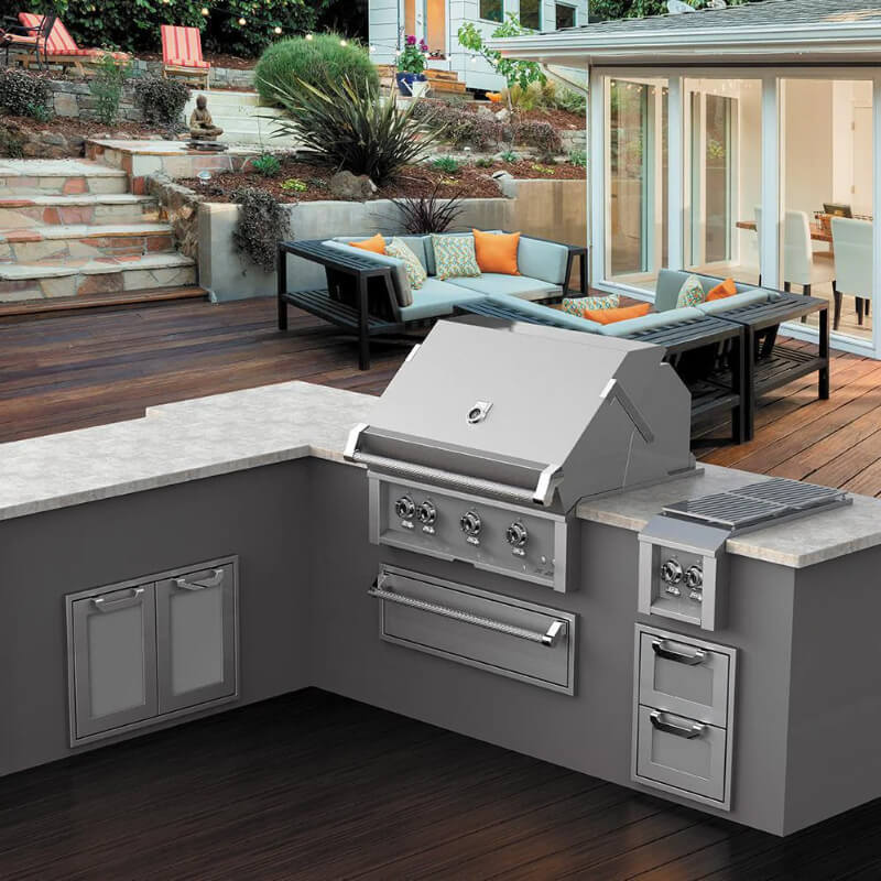 Hestan 36-Inch Built-In Gas Grill With Sear Burner And Rotisserie - In Outdoor Kitchen (Other Components Sold Separately)