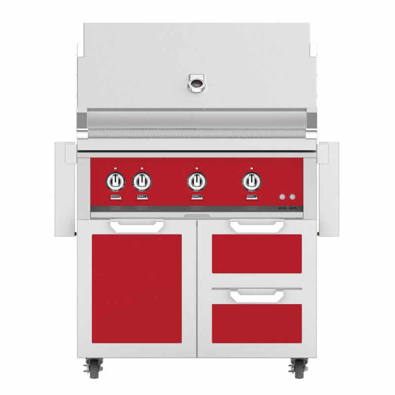 Hestan 36-Inch Gas Grill On Double Drawer & Door Tower Cart | Matador