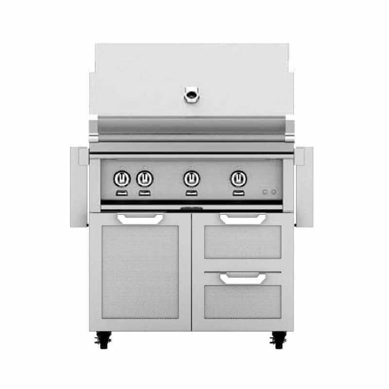 Hestan 36-Inch Gas Grill On Double Drawer & Door Tower Cart