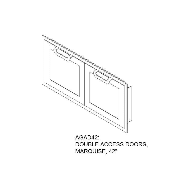 Hestan 42-Inch Double Doors | Line Drawing