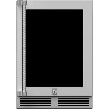 Hestan 24-Inch 5.0 Cu. Ft. Outdoor Rated Dual Zone Glass Door Refrigerator With Wine Storage | Right Hinge