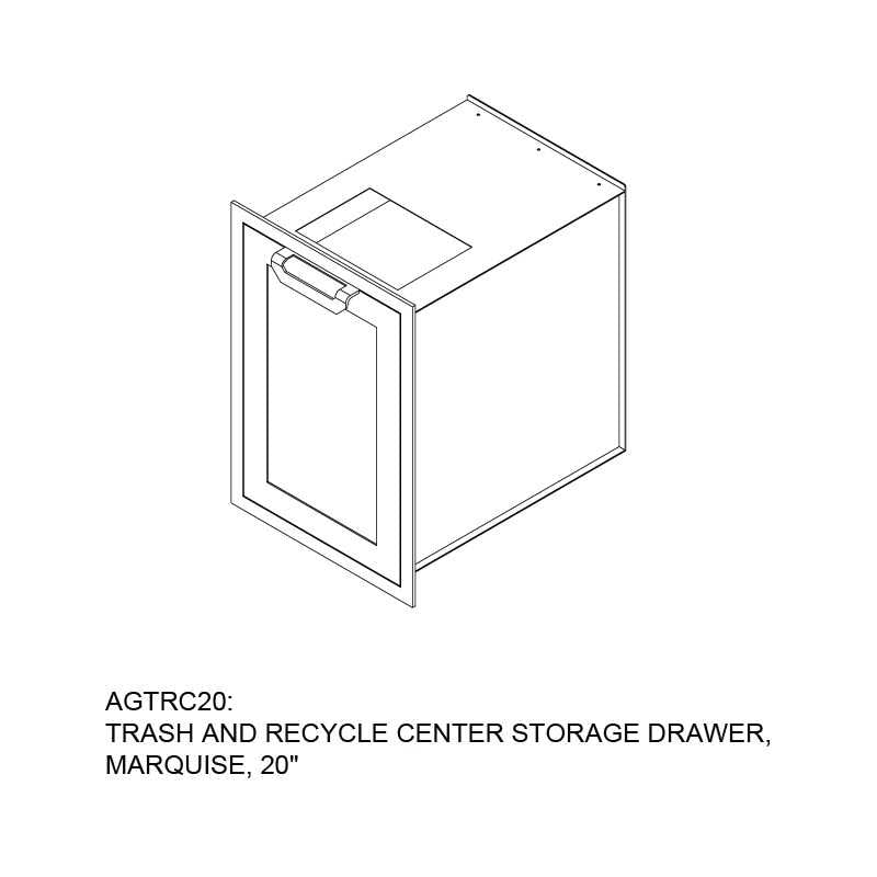 Hestan Outdoor Trash/Recycle Drawer | Line Drawing