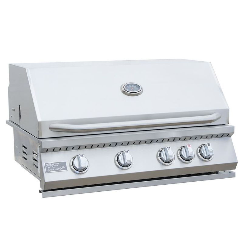 Kokomo Grills St. John 7 Ft 6-Inch BBQ Island w/ Raised Bar Countertop | Kokomo 32-Inch 4 Burner Gas Grill