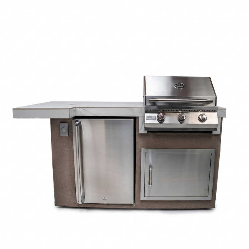 Kokomo Grills Mini Maui 6 Ft BBQ Island with Square Bar Top