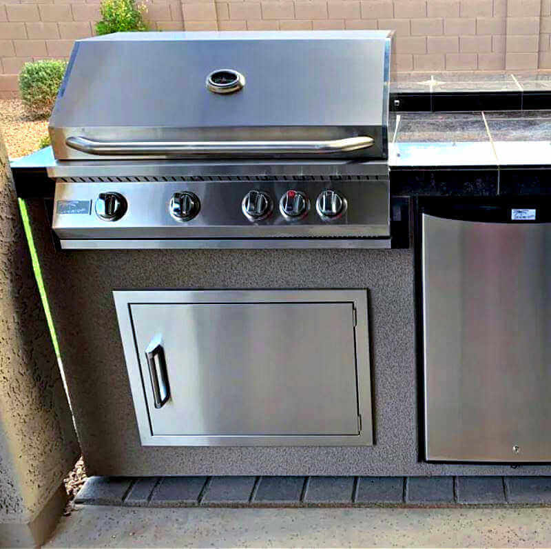 Kokomo Grills 20 Inch Reversible Stainless Steel Access Horizontal Door | Shown in Outdoor Kitchen