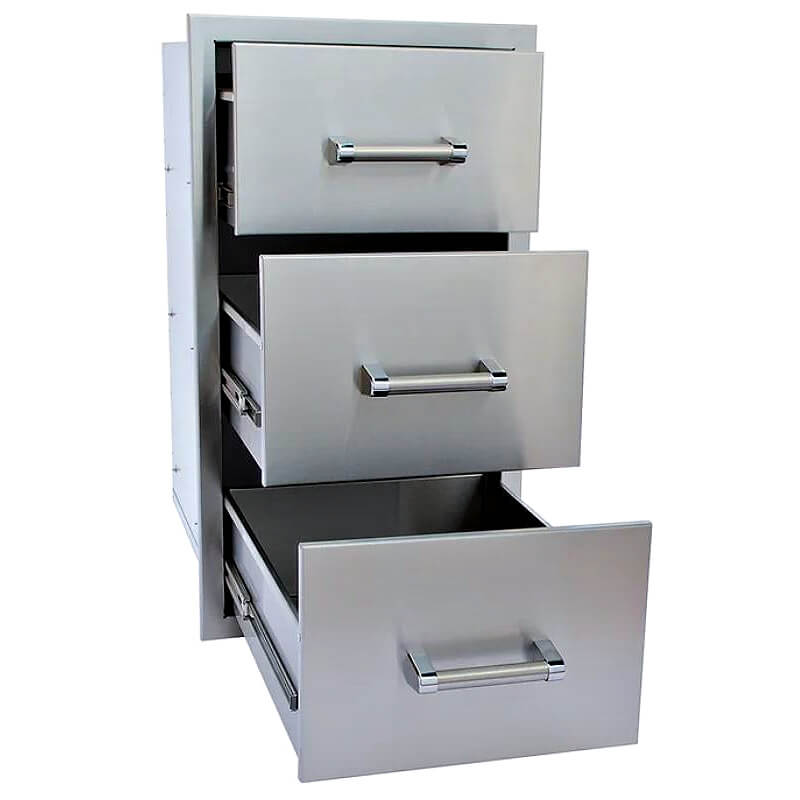 Kokomo Grills 27 Inch Stainless Steel Triple Drawer | 304 Stainless Steel Construction