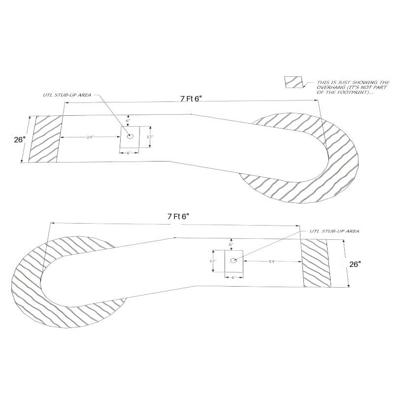 Kokomo Grills Fire 9 Ft BBQ Island with 4 Ft Round Bar | Layout with Dimensions