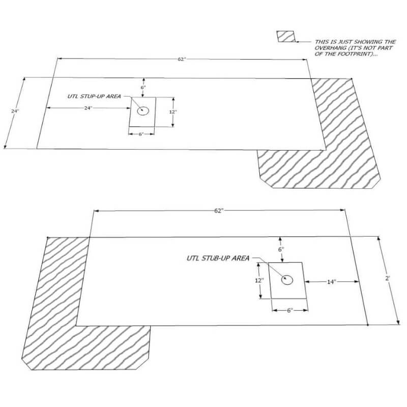 Kokomo Grills Mini Maui 6 Ft. Square Bar Top with 26-Inch Grill Island | Top View Dimensions