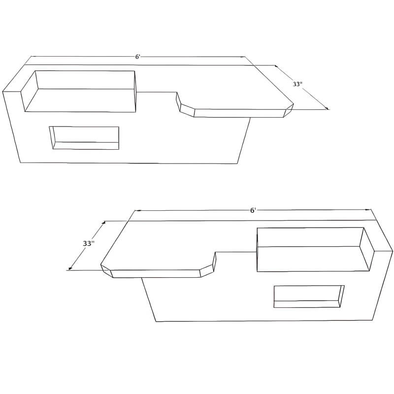 Kokomo Grills Mini Maui 6 Ft. Square Bar Top with 26-Inch Grill Island | Front View Dimensions