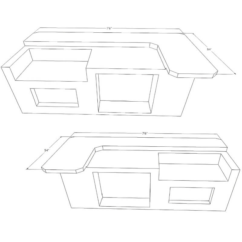 Kokomo Grills St. John 7 Ft 6-Inch BBQ Island w/ Raised Bar Countertop | Front Dimensions