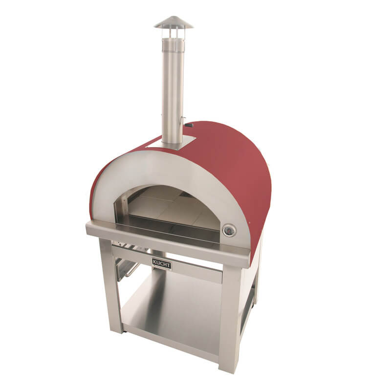 Kucht Venice Wood-Fired Outdoor Pizza Oven w/ Cart | Temperature Gauge in Red