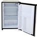 Lion 2002 Compact Outdoor Refrigerator Door Open — Two Adjustable Wire Shelves and Crisper Drawer