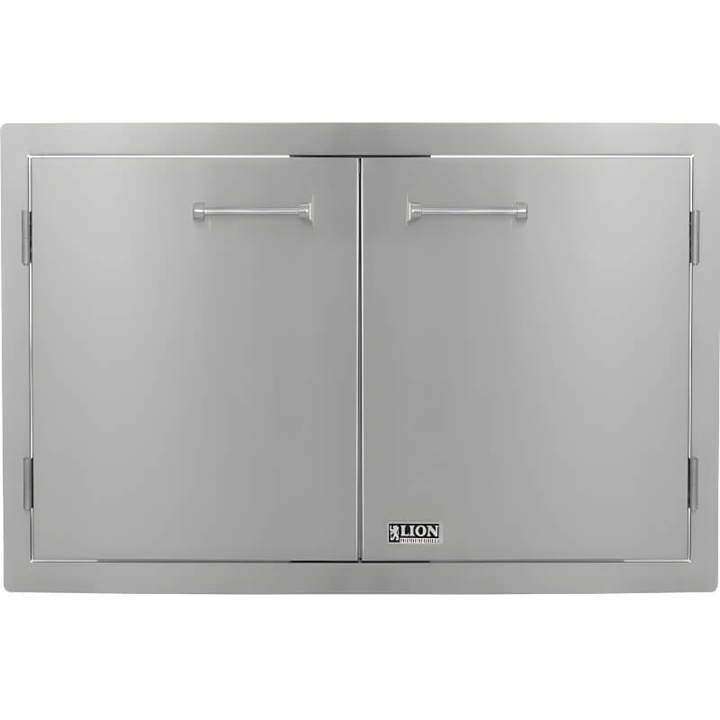 Lion L3322 33-Inch Stainless Steel Double Access Door with Paper Towel Holder — Drop-In Outdoor Kitchen Island Installation