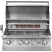 Lion L75000 32-Inch Gas Grill Open Hood View — Stainless Steel Cooking Grates, 4-Burner Configuration, 647 Sq. In.
