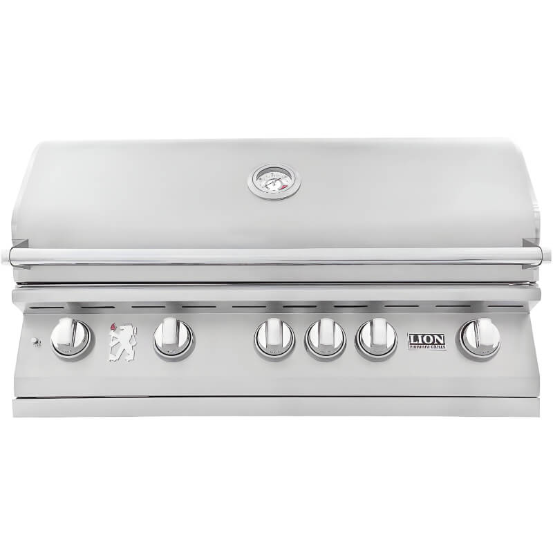 Lion L90000 40-Inch 5-Burner Built-In Stainless Steel Gas Grill — 90,000 BTU Total, 304 SS, Infrared Rear Burner, CSA Certified