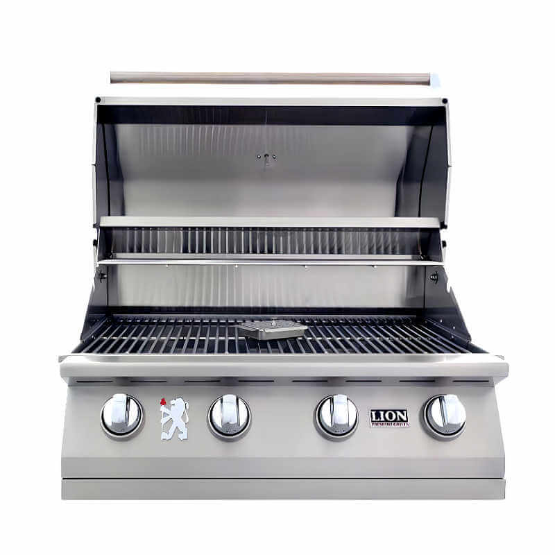 Lion L60000 32-Inch 4-Burner Stainless Steel Built-In Grill | Adjustable Warming Rack