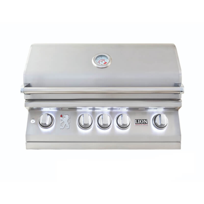 Lion L75000 32-Inch 4-Burner Built-In Stainless Steel Gas Grill — 60,000 BTU, 304 SS, Infrared Rear Burner, CSA Certified