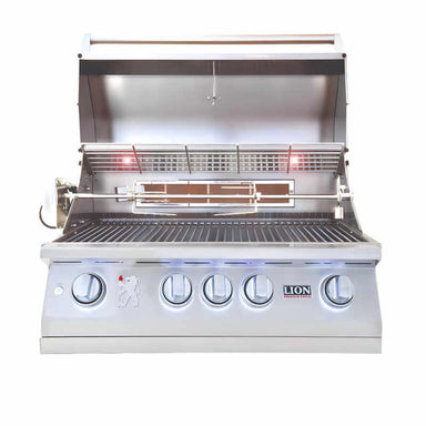 Lion L75000 32-Inch 4-Burner Stainless Steel Built-In Grill | Interior Grill Lights