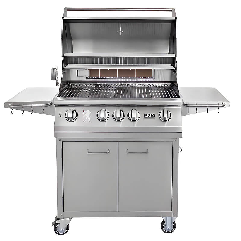 Lion L75000 32-Inch 4-Burner Stainless Steel Freestanding Grill | Stainless Steel Grill Cart