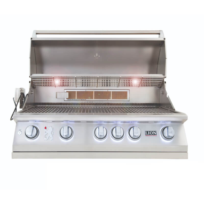 Lion L90000 Built-In Grill with 15,000 BTU Infrared Rotisserie Rear Burner